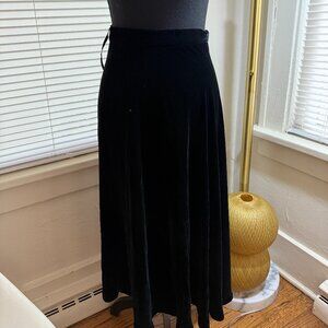 vintage silk velvet circle midi bias black xs party skirt